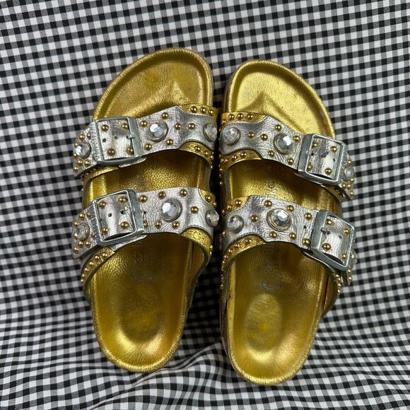 BIRKENSTOCK x Heidi Klum Ultra Rare Studded Gold Jeweled Arizona Sandal EU 37 - Picture 1 of 4
